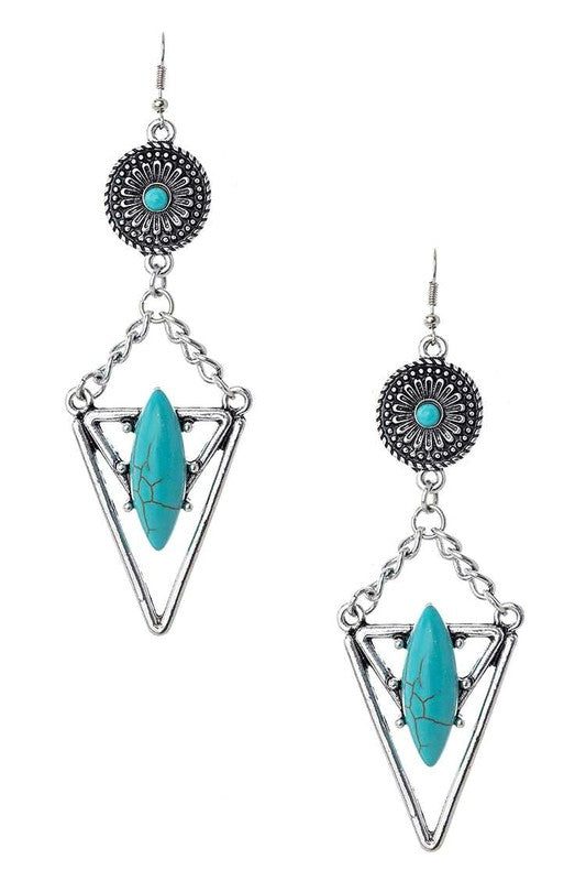 Turquoise Stone Drop Earrings