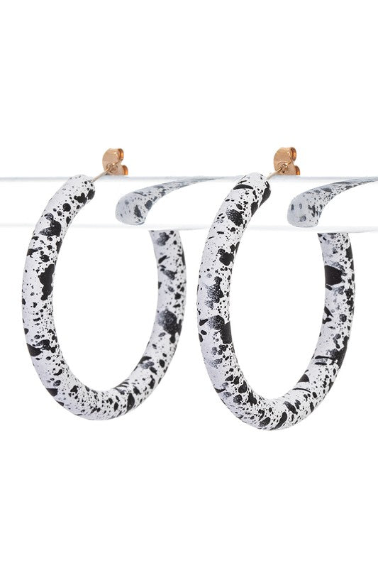 Splatter Paint Resin Hoop Earrings