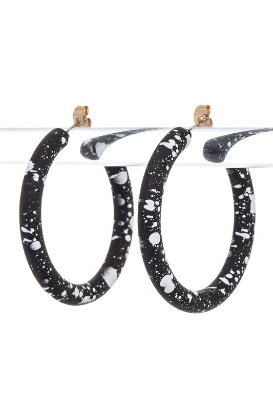 Splatter Paint Resin Hoop Earrings