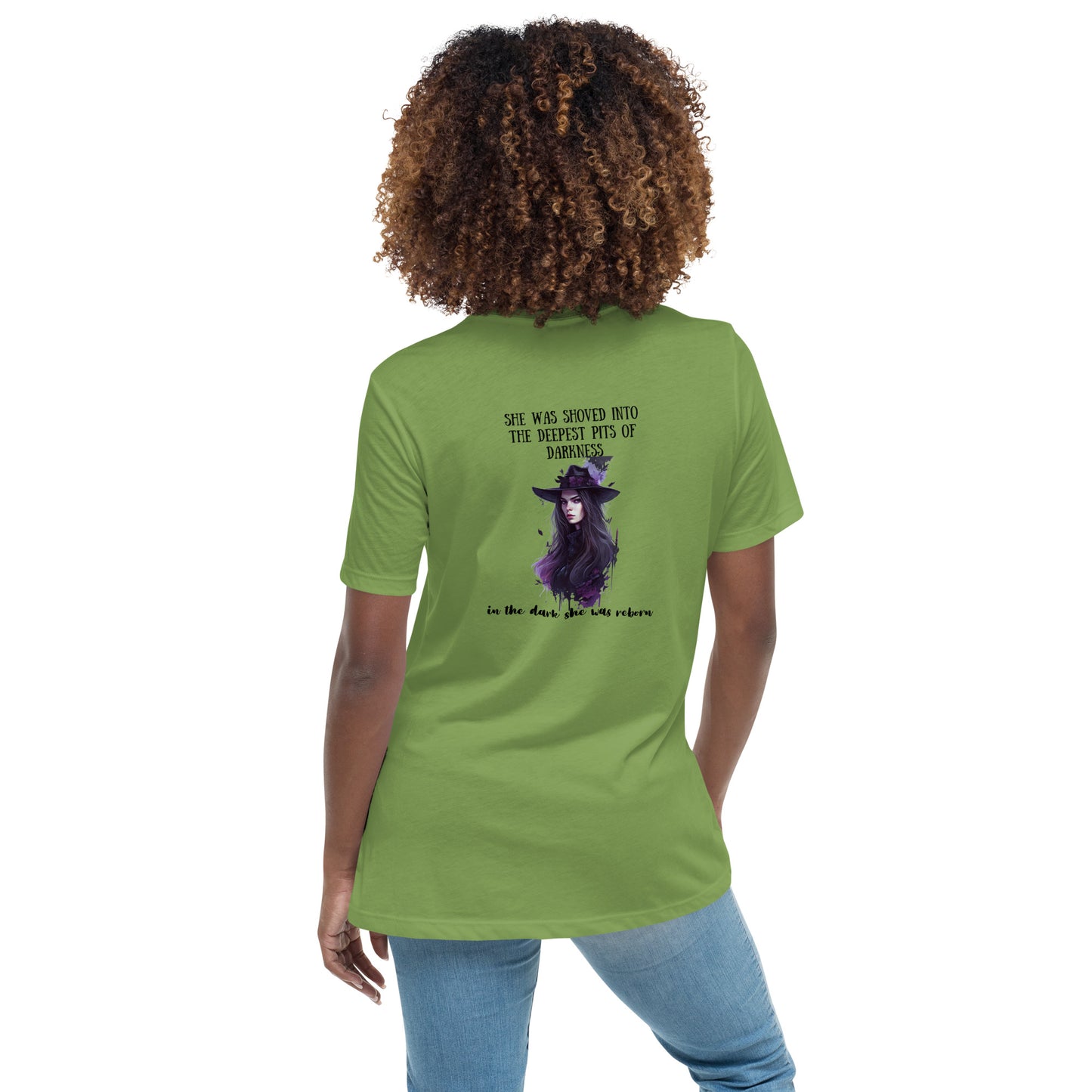 Women's Relaxed T-Shirt Back print black writing copy 3
